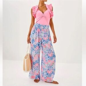 Lilly Pulitzer Enzo Pant Coverup Elephant Splash M Summer Beach Southern Preppy